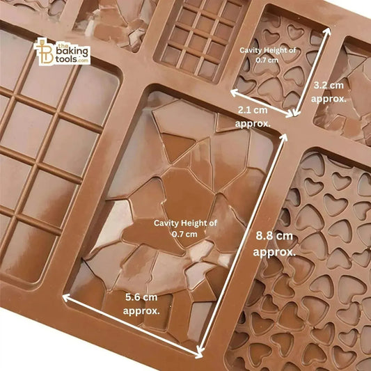 9 Cavity Silicone Multi Chocolate Bar Mould - 002 - thebakingtools.com