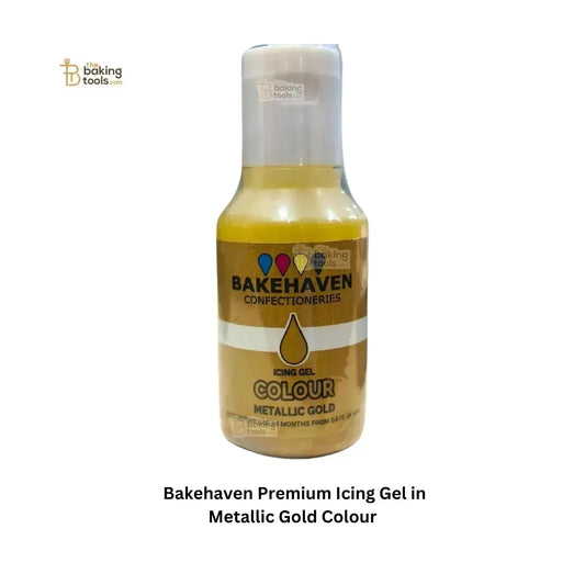 Bakehaven Premium Icing Gel in Metallic Gold Colour - thebakingtools.com