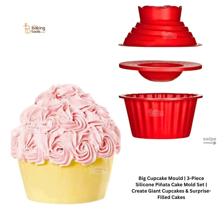 Big Cupcake Mould 3-Piece Silicone Piñata Cake Mold Set Create Gia