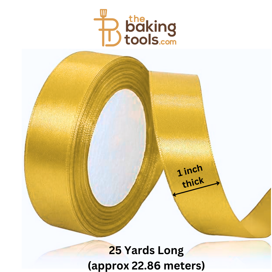 Plain Satin Ribbon Golden - 1 Inch Thick (25 Yards)