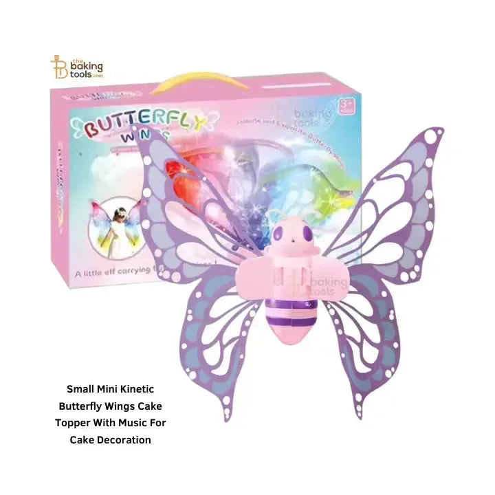 Pink Small Mini Kinetic Butterfly Wings Cake Topper With Music For Cake Decoration