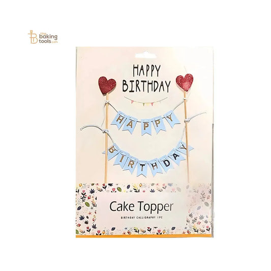 Blue "Happy Birthday" Banner Cake Topper - thebakingtools.com