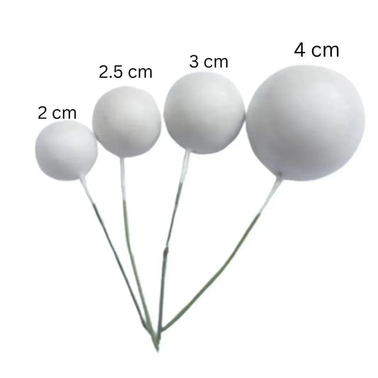 White Faux Ball Cake Topper - Pack of 20 Pieces - thebakingtools.com