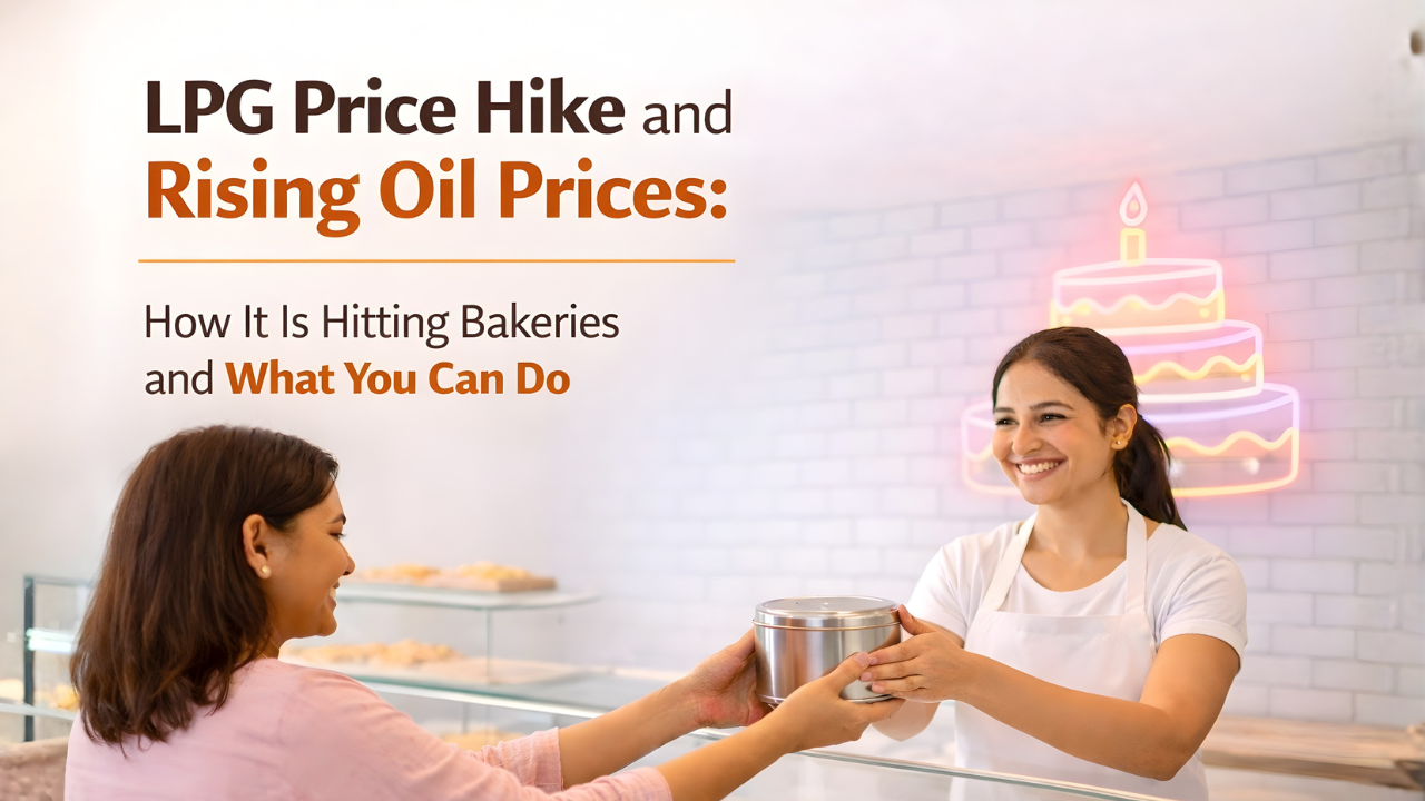 Customer bringing reusable container to bakery as sustainable packaging solution