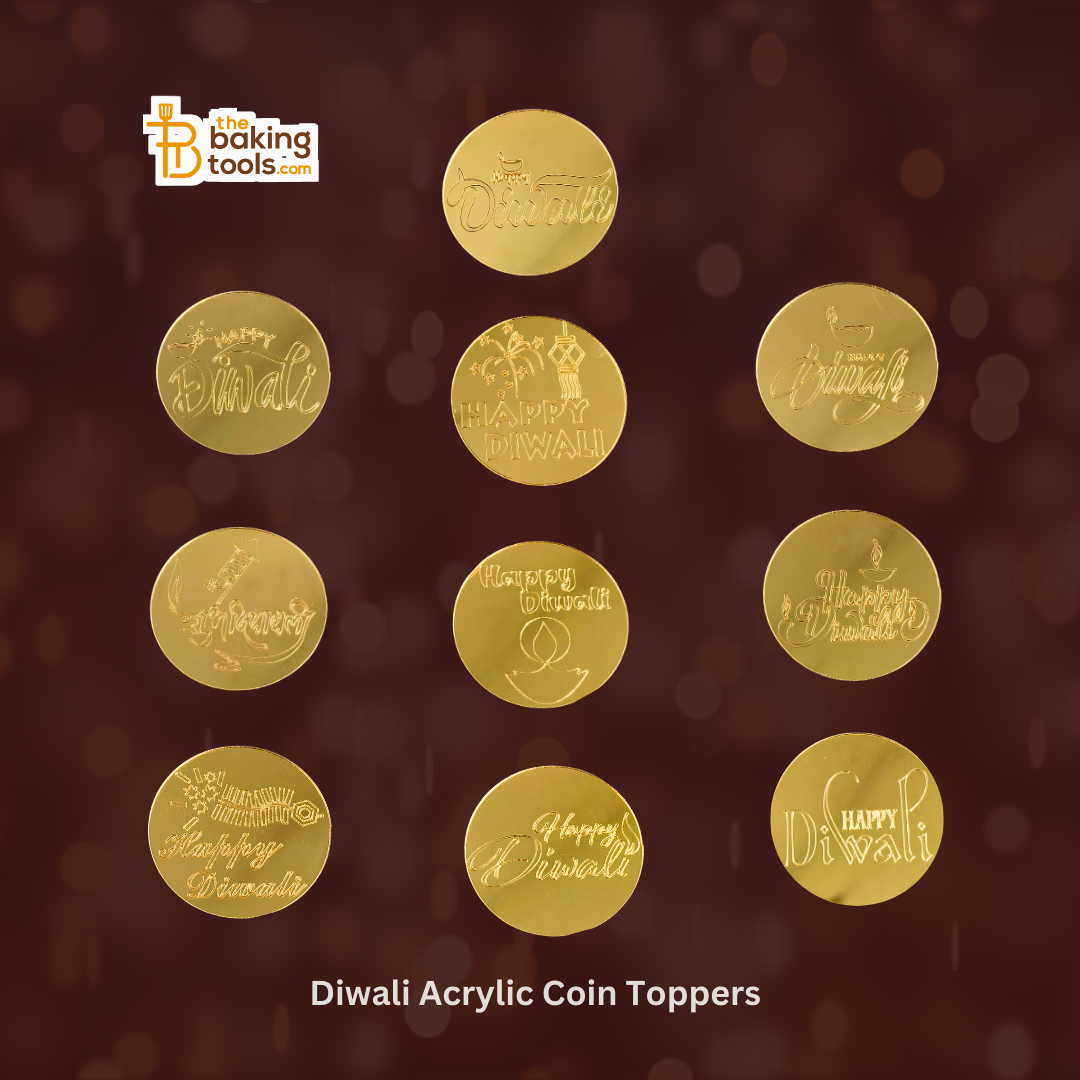 Happy Diwali Golden Acrylic Coin Topper Collection Image by thebakingtools