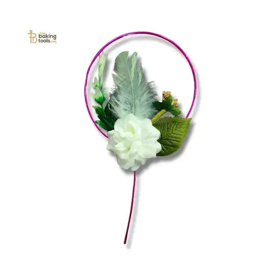 Handmade Circle Shape Floral Cake Topper – Pink - thebakingtools.com