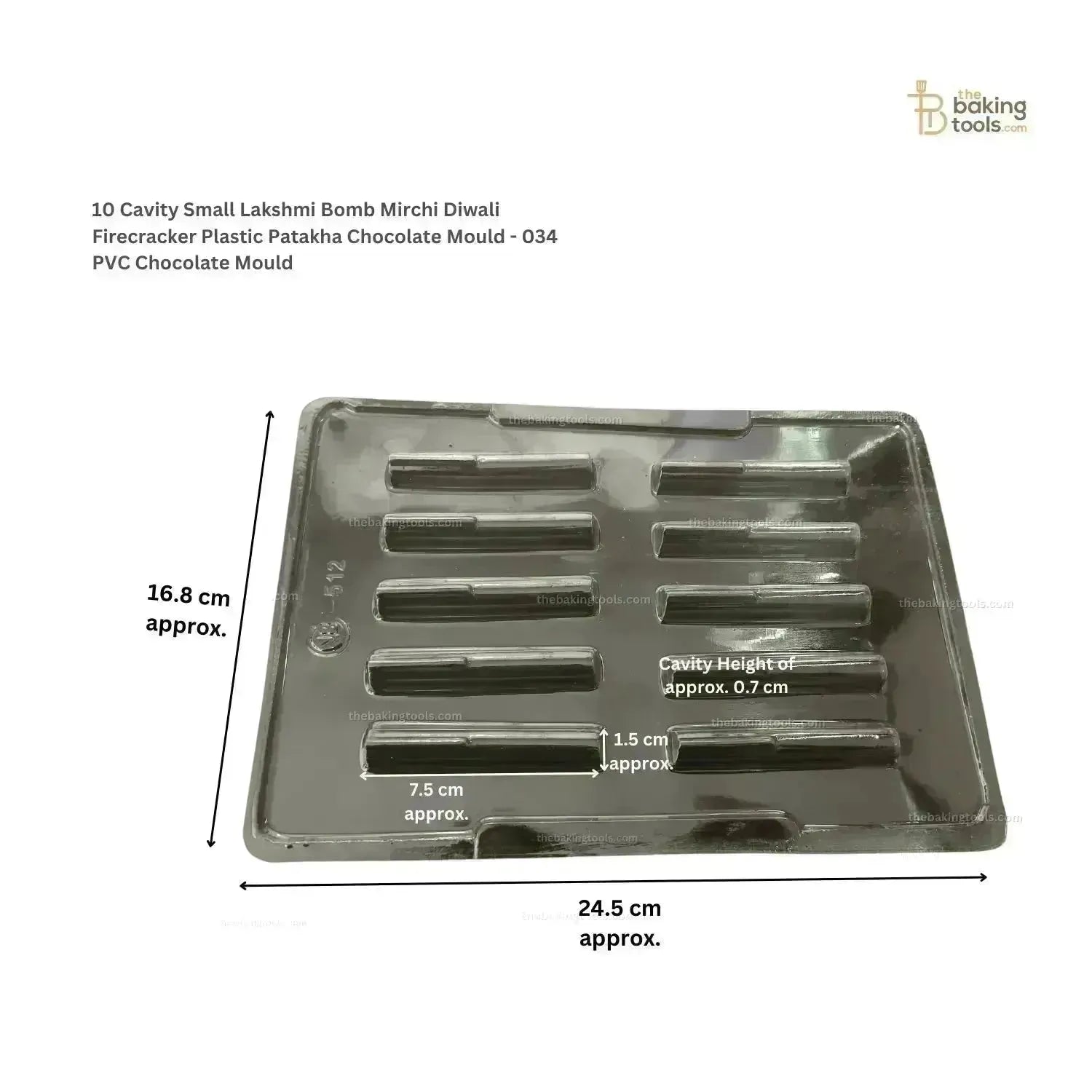 10 Cavity Small Lakshmi Bomb Mirchi Diwali Firecracker Plastic Patakha Chocolate Mould - 034 | PVC Chocolate Mould - thebakingtools.com