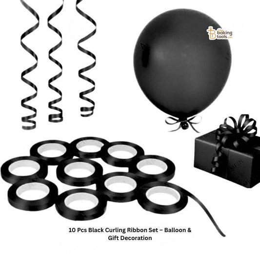 10 Pcs Black Curling Ribbon Set – Balloon & Gift Decoration _ The Baking Tools