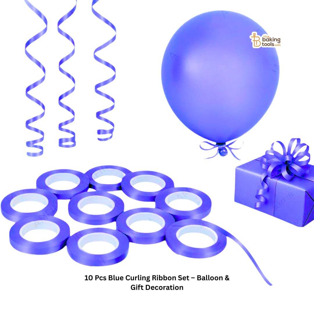 10 Pcs Blue Curling Ribbon Set – Balloon & Gift Decoration