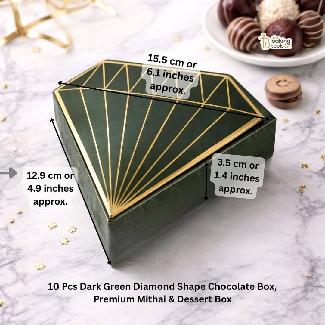 10 Pcs Dark Green Diamond Shape Chocolate Box, Premium Mithai & Dessert Box