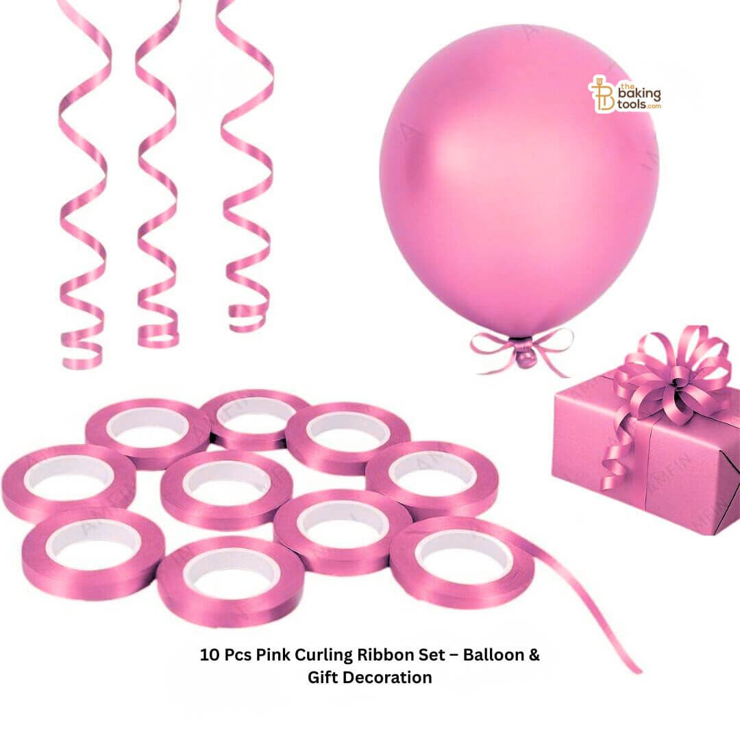 10 Pcs Pink Curling Ribbon Set – Balloon & Gift Decoration