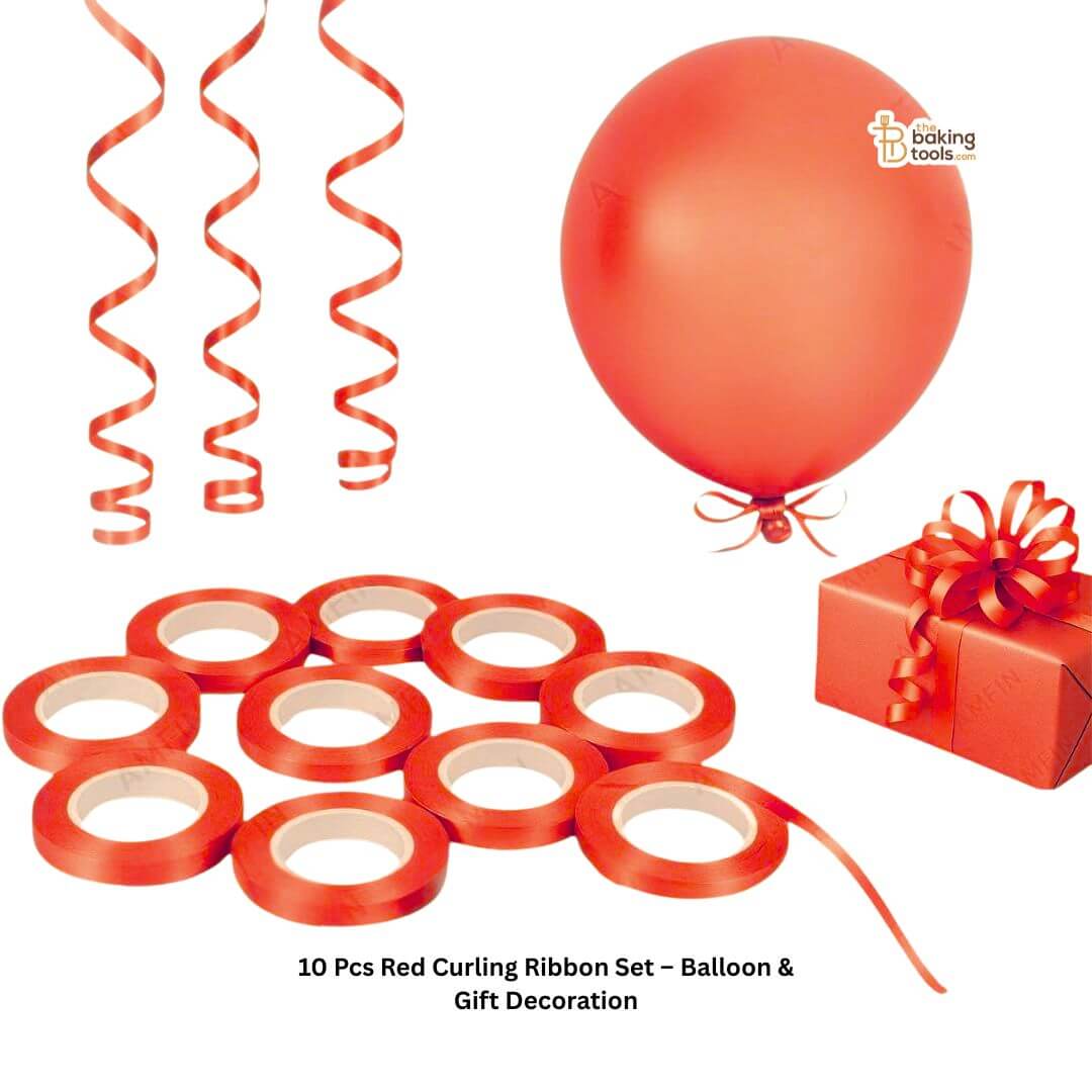 10 Pcs Red Curling Ribbon Set – Balloon & Gift Decoration