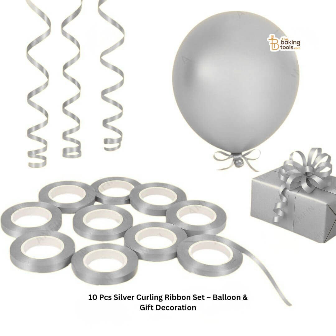 10 Pcs Silver Curling Ribbon Set – Balloon & Gift Decoration _  The Baking Tools