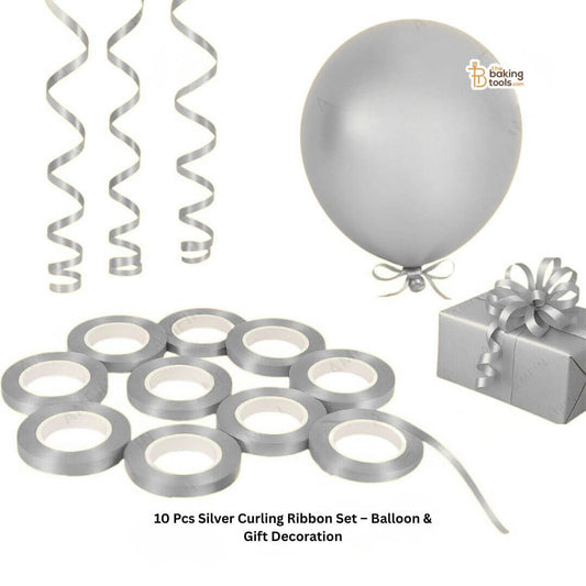 10 Pcs Silver Curling Ribbon Set – Balloon & Gift Decoration _  The Baking Tools
