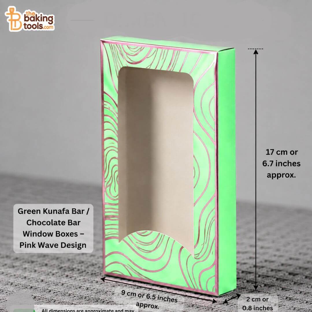 Green Kunafa Bar / Chocolate Bar Window Box – Pink Wave Design (10 Pc)