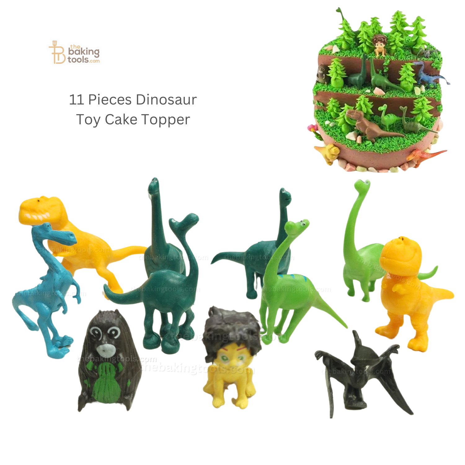 11 Pieces Dinosaur Toy Cake Topper - thebakingtools.com