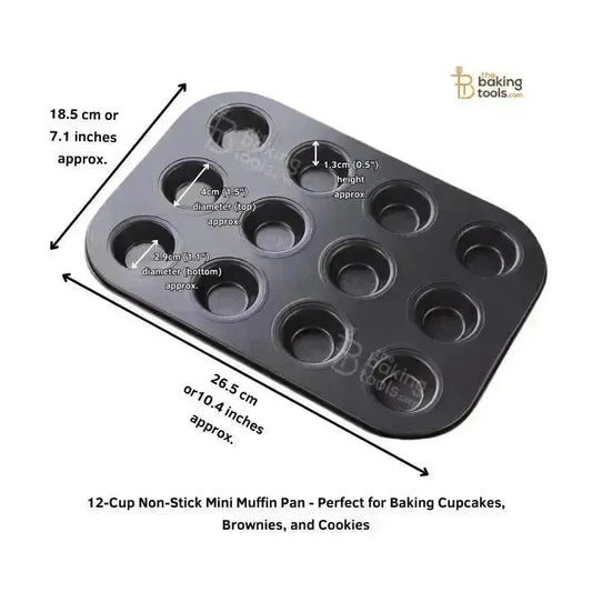 12-Cup Non-Stick Mini Muffin Pan - Perfect for Baking Cupcakes, Brownies, and Cookies - thebakingtools.com