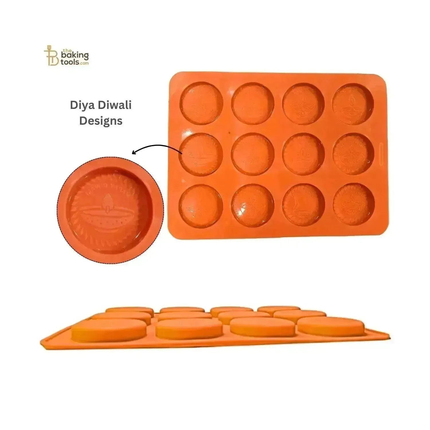 12 Cavity Diwali Coin Shape Diya Designs Diwali Firecracker Silicone Chocolate Mould - thebakingtools.com