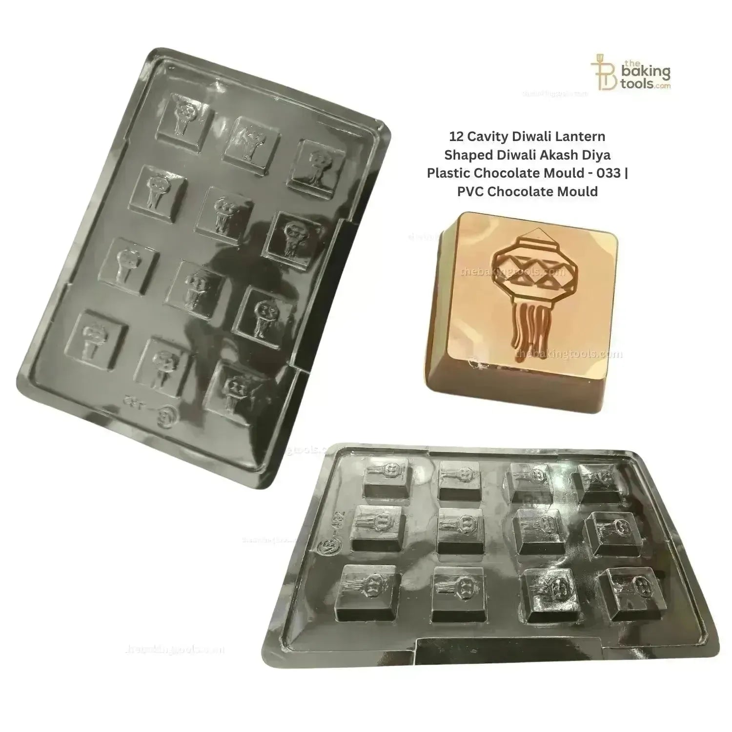 12 Cavity Diwali Lantern Shaped Diwali Akash Diya Plastic Chocolate Mould - 033 | PVC Chocolate Mould - thebakingtools.com