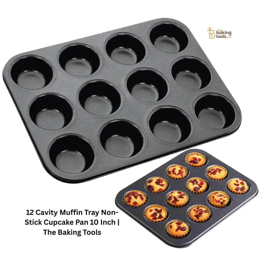 12 Cavity Muffin Tray Non-Stick Cupcake Pan 10 Inch | The Baking Tools