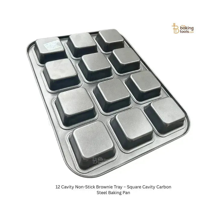12 Cavity Non-Stick Brownie Tray – Square Cavity Carbon Steel Baking Pan