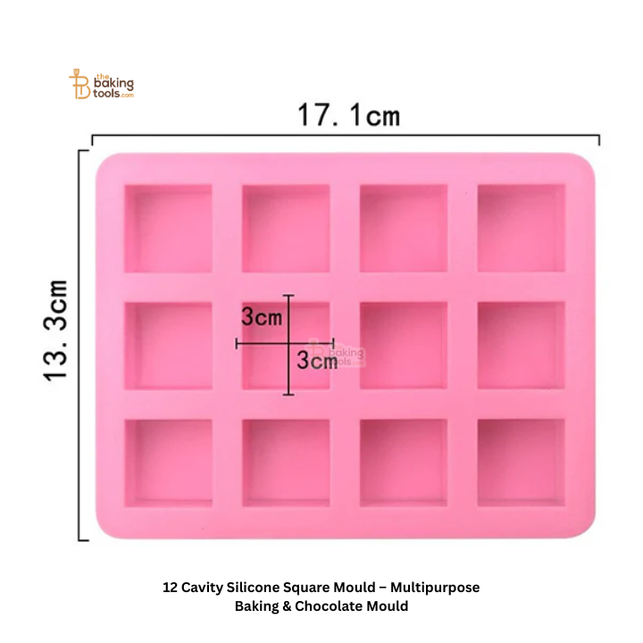 12 Cavity Silicone Square Mould – Multipurpose Baking & Chocolate Mould