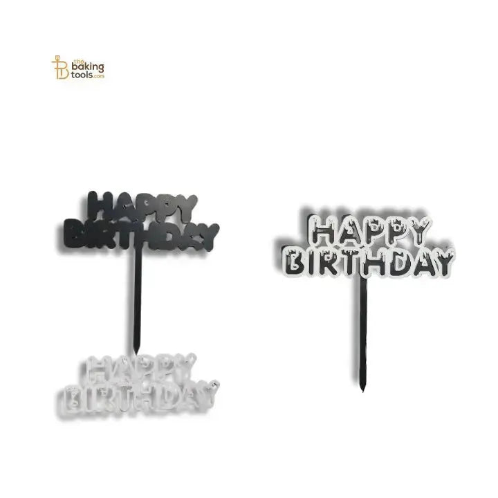 Happy Birthday Acrylic Cake Topper - 1 Pc - thebakingtools.com