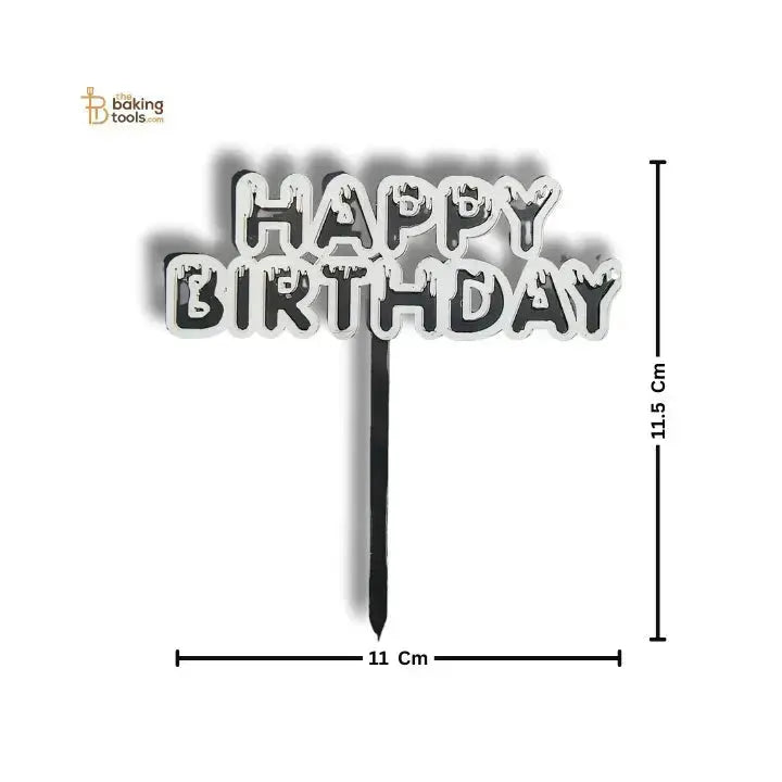 Happy Birthday Acrylic Cake Topper - 1 Pc - thebakingtools.com
