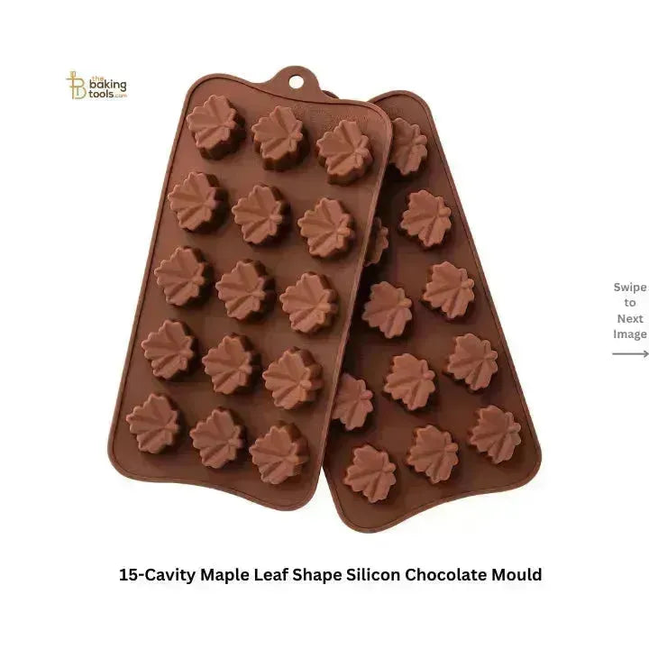 15-Cavity Maple Leaf Shape Silicon Chocolate Mould - thebakingtools.com