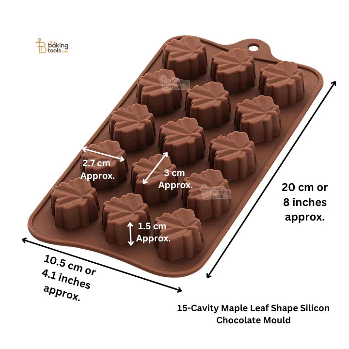 15-Cavity Maple Leaf Shape Silicon Chocolate Mould