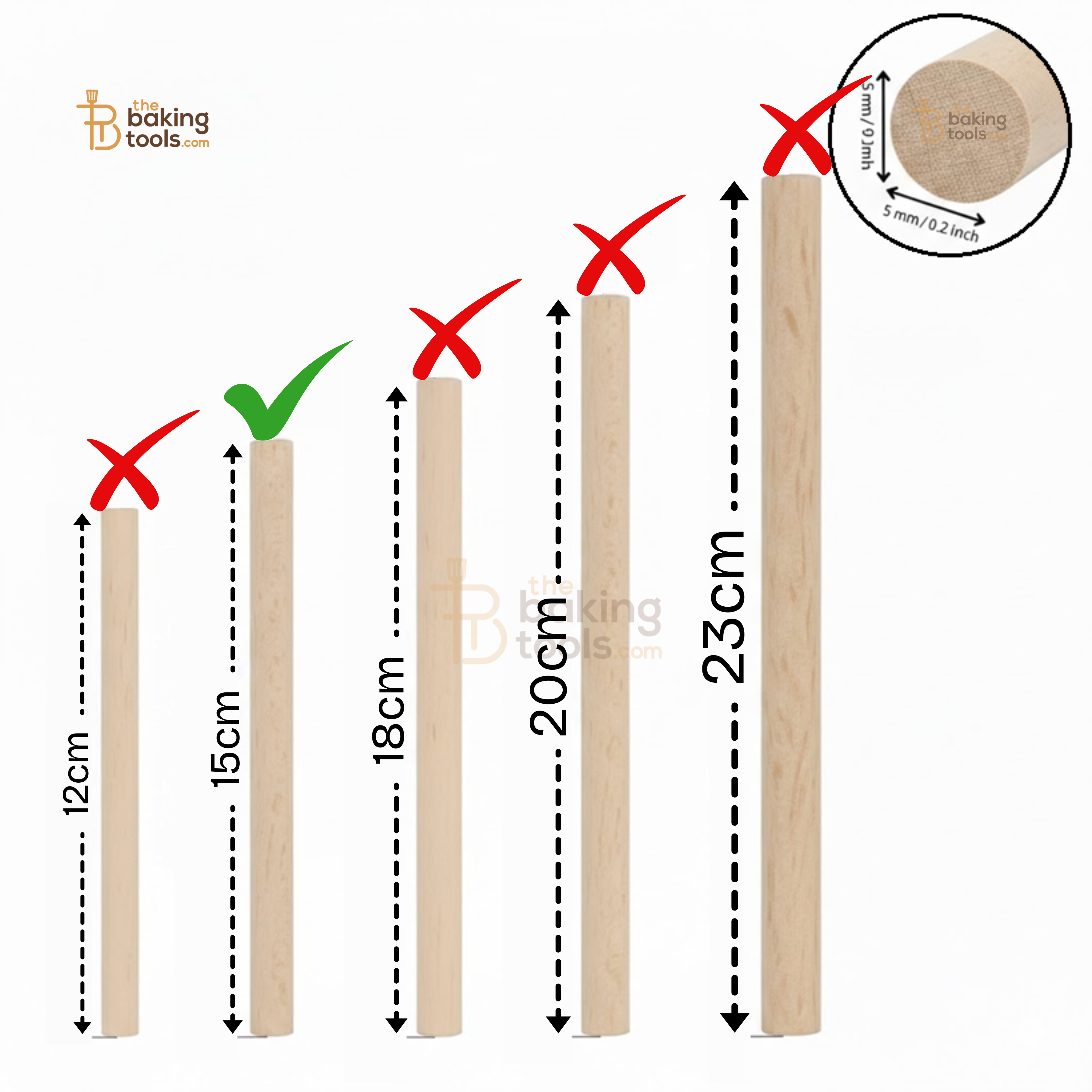 Pre Cut Wooden Sticks Cake Dowels | Support Rods for Tiered & Tall Cakes - Multiple Sizes Available