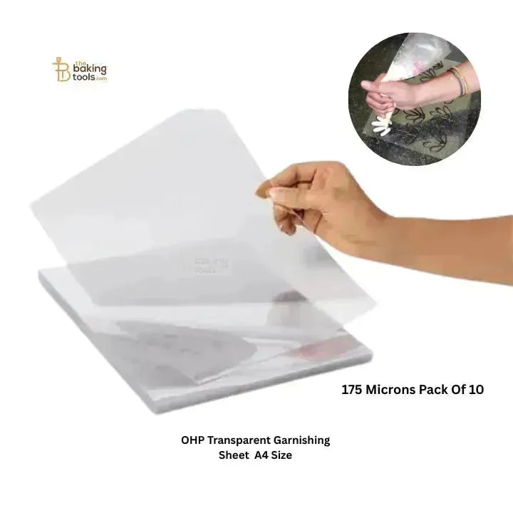 OHP Transparent Garnishing Sheet (175 Microns) - Pack Of 10 - thebakingtools.com