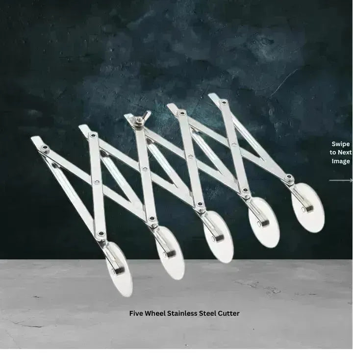5 Wheel Dough Cutter – Kaju Katli/Pastry Sheets/Samosa Patti/Pasta Cutter – With Expandable Divider - thebakingtools.com