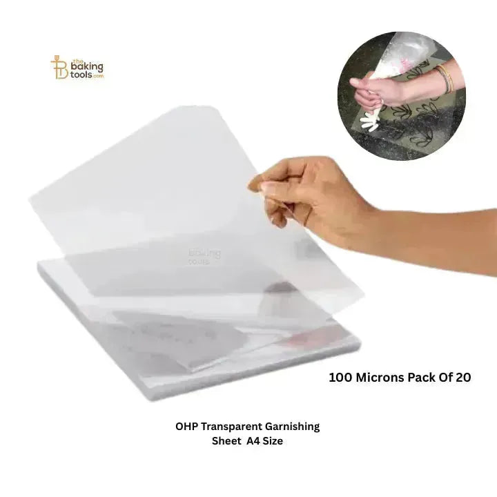 OHP Transparent Garnishing Sheet (100 Microns) - Pack Of 20 - thebakingtools.com