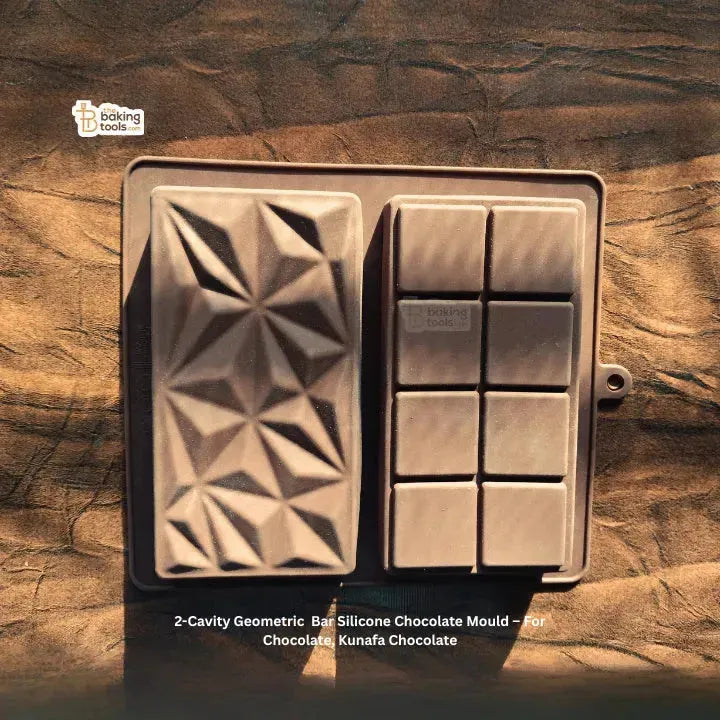 2-Cavity Geometric Bar Silicone Chocolate Mould – For Chocolate, Kunafa Cholate