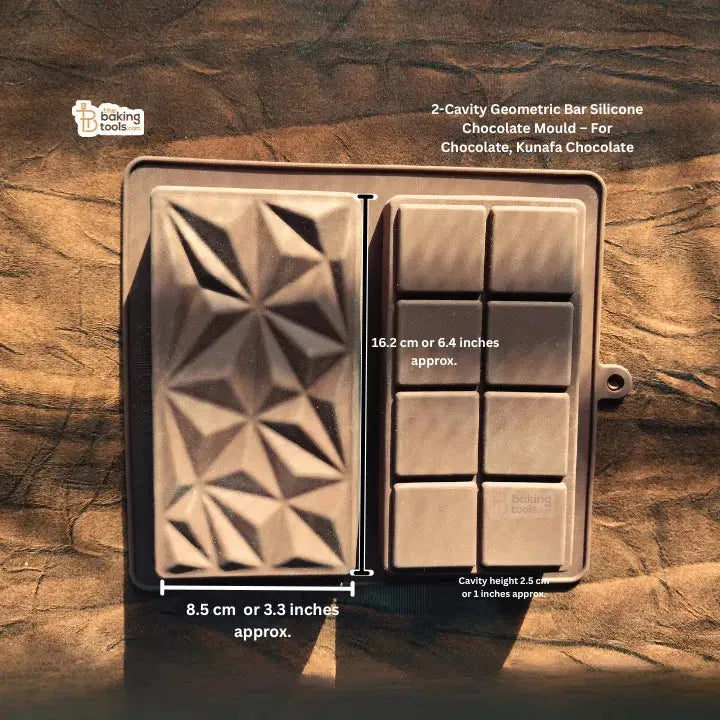 2-Cavity Geometric Bar Silicone Chocolate Mould – For Chocolate, Kunafa Cholate