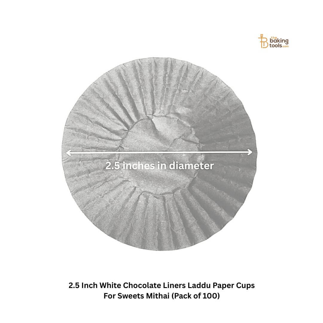 2.5 Inch White Chocolate Liners Laddu Paper Cups For Sweets Mithai (Pack of 100)
