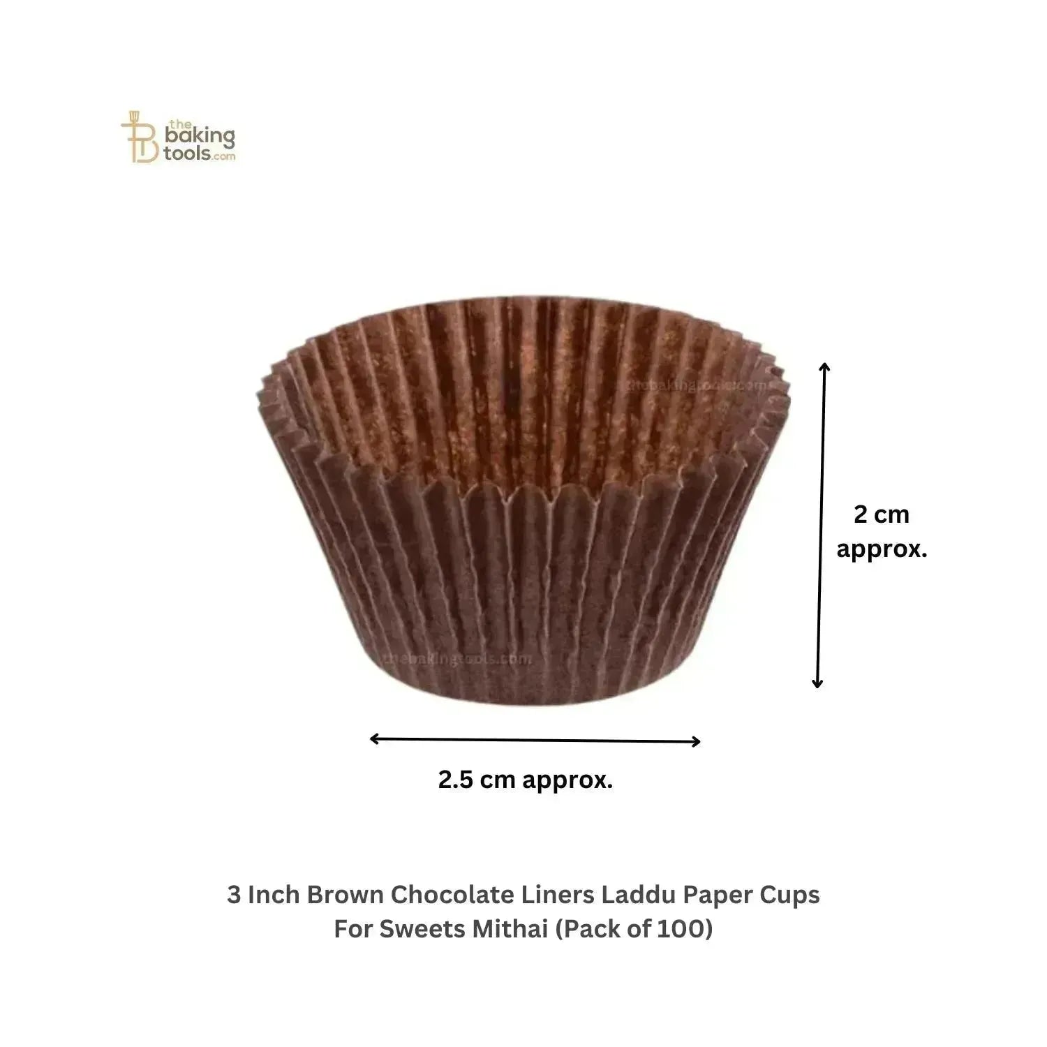 2.5 Inch Brown Chocolate Liners Laddu Paper Cups For Sweets Mithai (Pack of 100) - thebakingtools.com