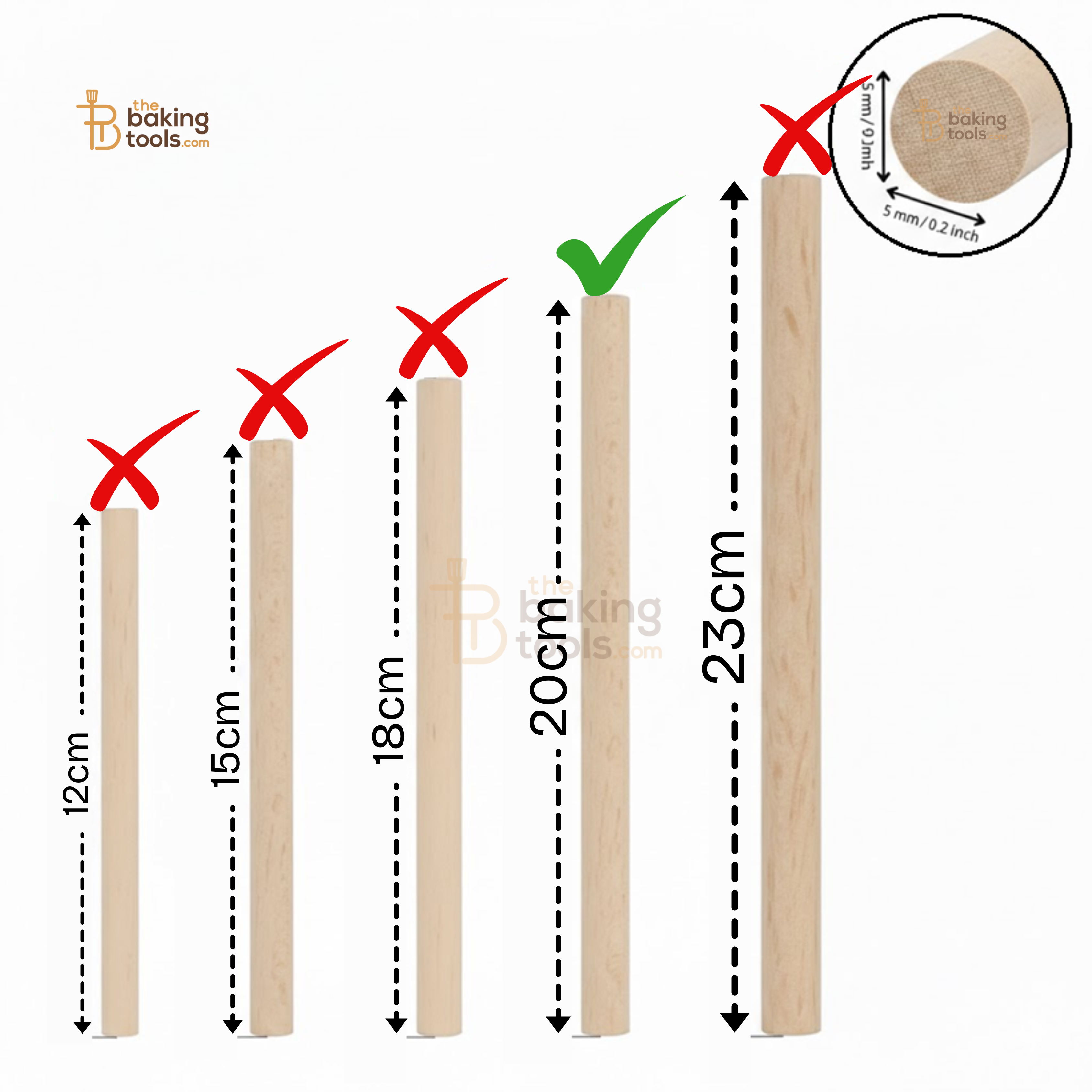 Pre Cut Wooden Sticks Cake Dowels | Support Rods for Tiered & Tall Cakes - Multiple Sizes Available