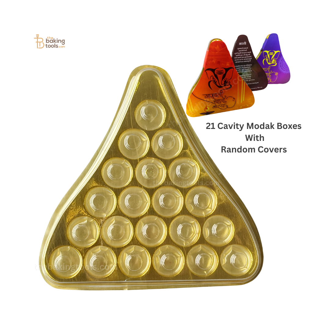 21 Cavity Modak Boxes Hamper With Golden Tray And Clear Transparent Lid (Pack of 5) _ the baking tools