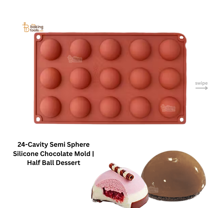 24-Cavity Semi Sphere Silicone Chocolate Mold | Half Ball Dessert