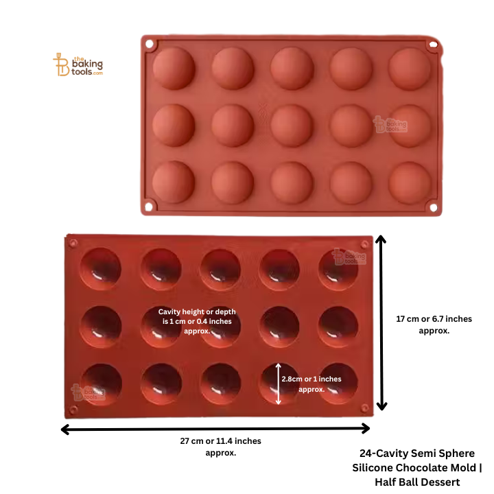 24-Cavity Semi Sphere Silicone Chocolate Mold | Half Ball Dessert