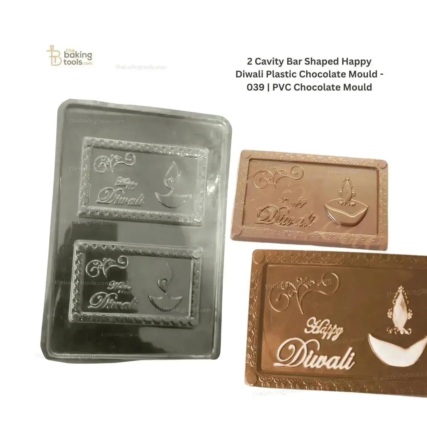 2 Cavity Happy Diwali Plastic Chocolate Mould - 039 | PVC Chocolate Mold - thebakingtools.com