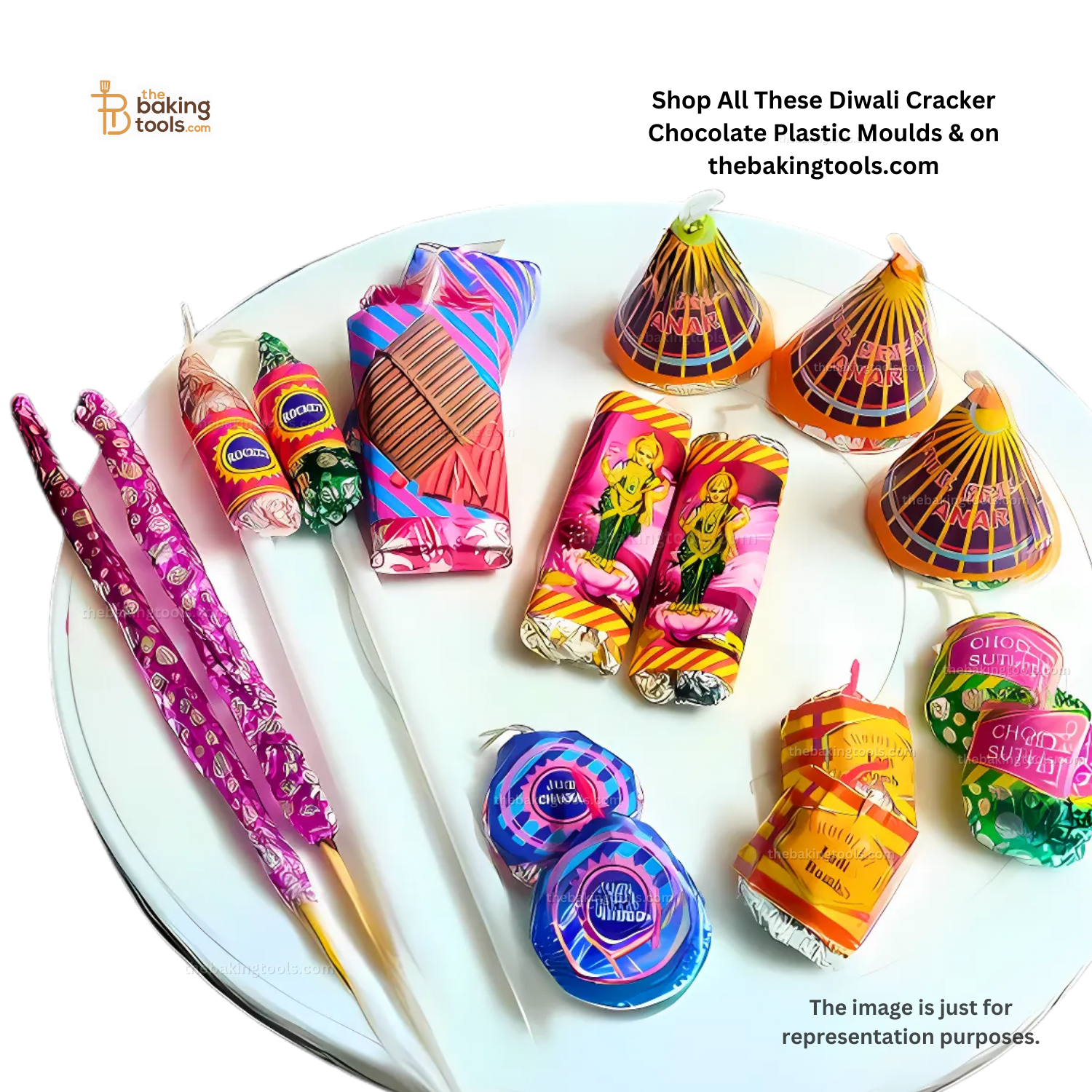 2 Cavity Bar Shaped Happy Diwali Plastic Chocolate Mould - 039 | PVC Chocolate Mould_the baking tools (its just an representaion image showing the varienty of chocolate mould and stickers we have)