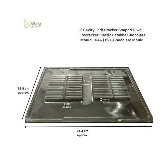 2 Cavity Ladi Cracker Shaped Diwali Firecracker Plastic Patakha Chocolate Mould - 046 | PVC Chocolate Mould - thebakingtools.com
