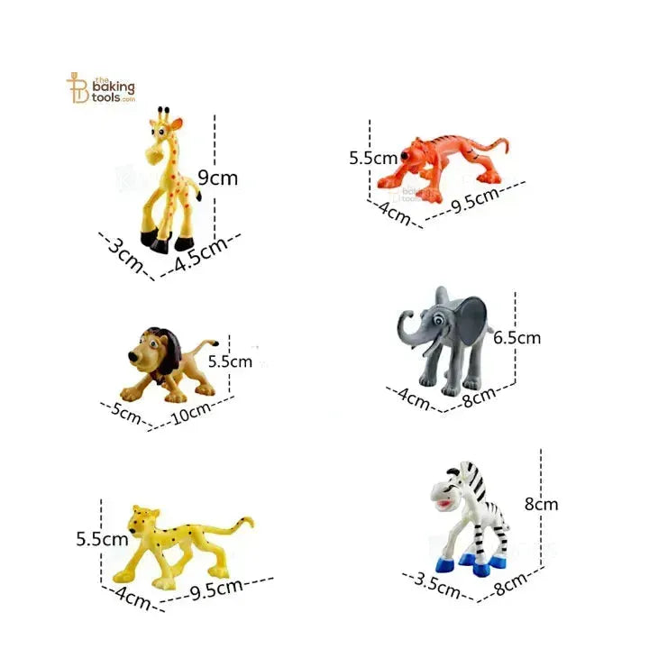 Jungle Theme Animal Cake Toppers – Set of 6 - thebakingtools.com