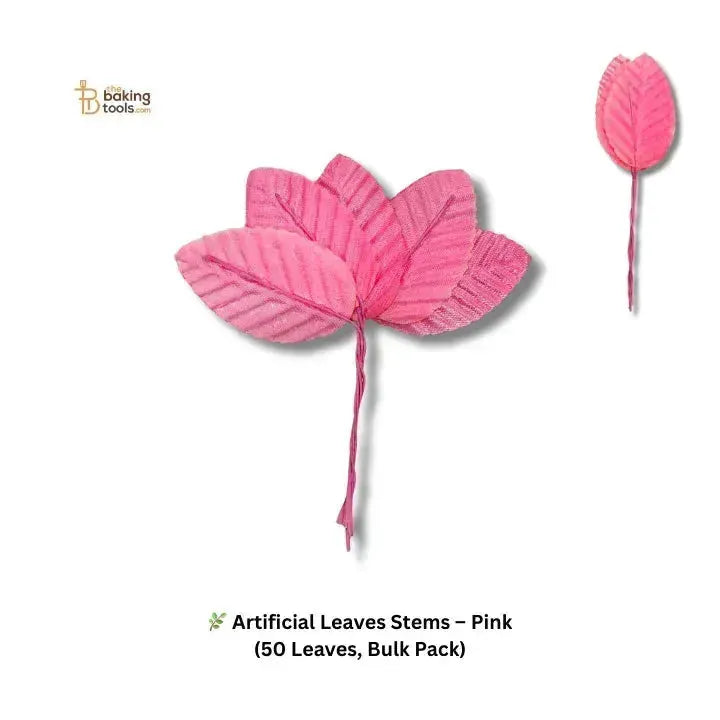 Artificial Leaves Stems – Pink (50 Pcs Leaf) - thebakingtools.com
