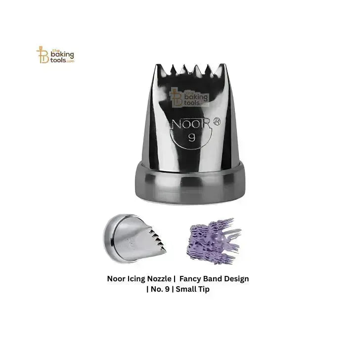 Noor Icing Nozzle | Fancy Band Design | No. 9 | Small Tip - thebakingtools.com