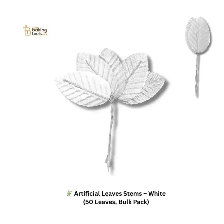 Artificial Leaves Stems – White (50 Pcs Leaf) - thebakingtools.com