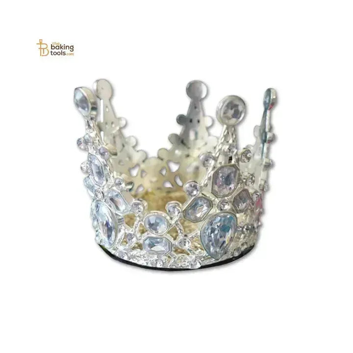 Cake Crown Topper with Artificial Pearl – Silver - thebakingtools.com